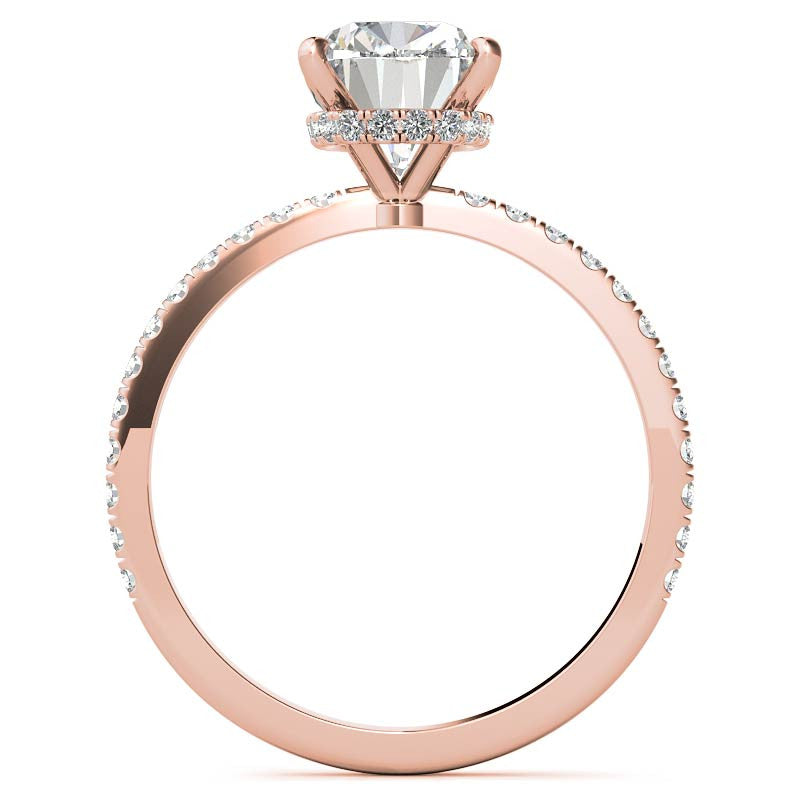 Rectangular Cushion Hidden Halo Moissanite Engagement Ring