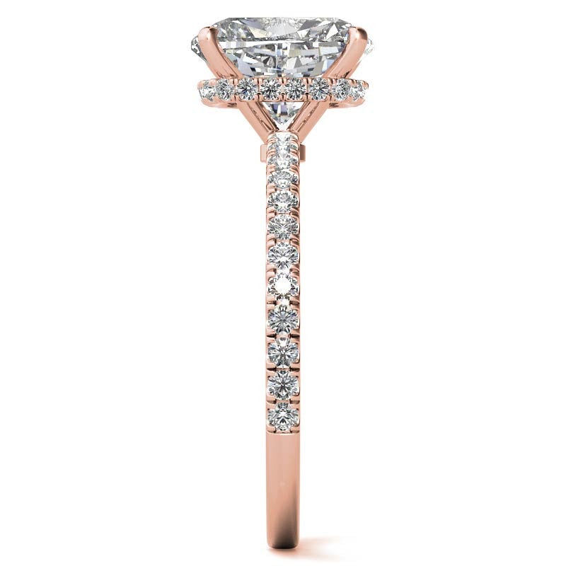 Rectangular Cushion Hidden Halo Moissanite Engagement Ring