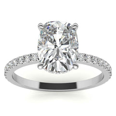 Rectangular Cushion Hidden Halo Moissanite Engagement Ring