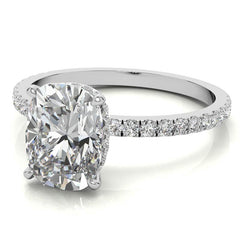 Rectangular Cushion Hidden Halo Moissanite Engagement Ring