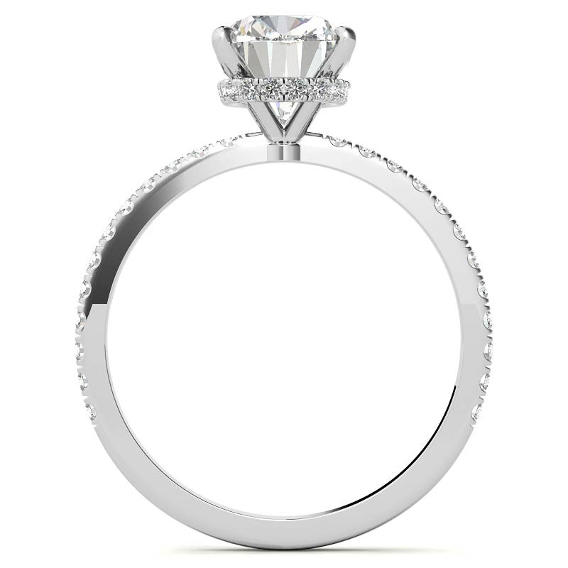 Rectangular Cushion Hidden Halo Moissanite Engagement Ring
