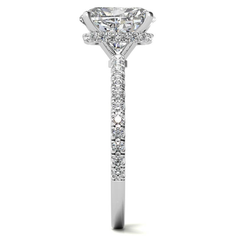 Rectangular Cushion Hidden Halo Moissanite Engagement Ring