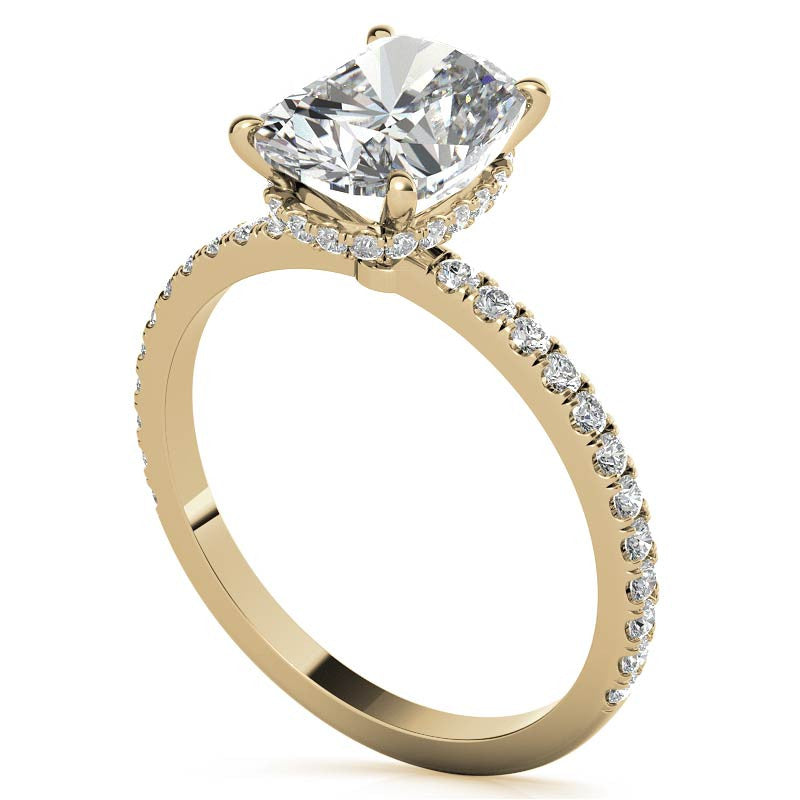 Rectangular Cushion Hidden Halo Moissanite Engagement Ring