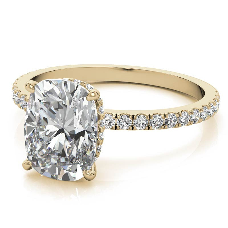 Rectangular Cushion Hidden Halo Moissanite Engagement Ring
