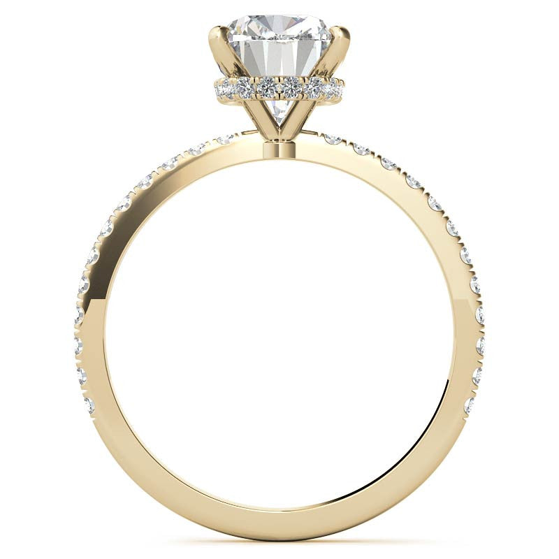 Rectangular Cushion Hidden Halo Moissanite Engagement Ring