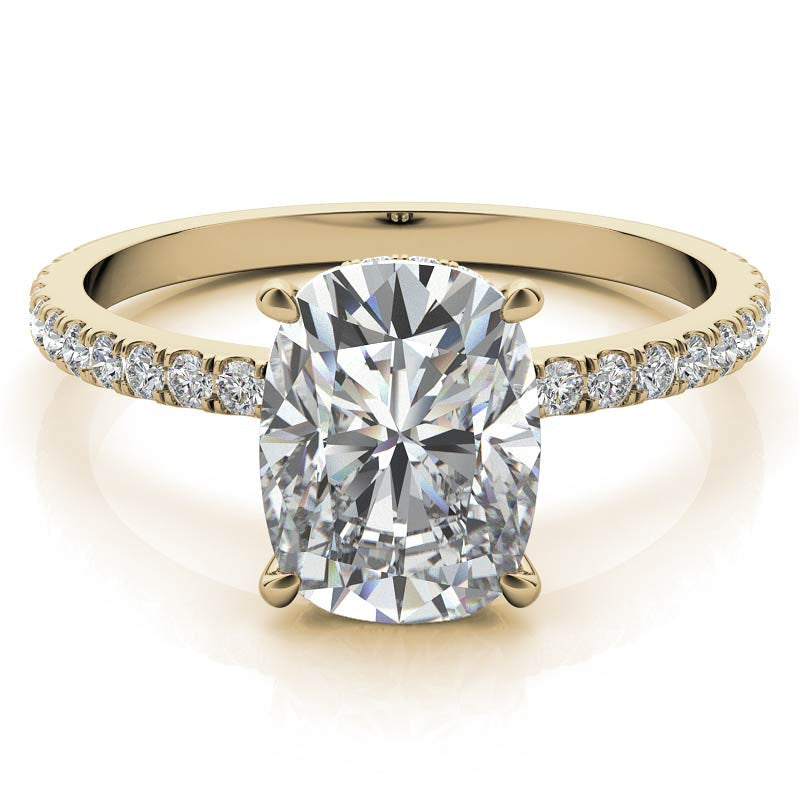 Rectangular Cushion Hidden Halo Moissanite Engagement Ring