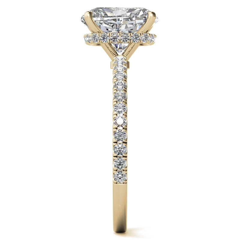 Rectangular Cushion Hidden Halo Moissanite Engagement Ring