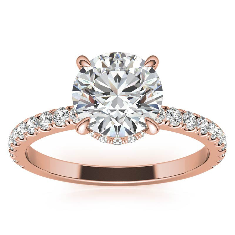 Diamond Collar Round Brilliant Moissanite Engagement Ring - 2mm