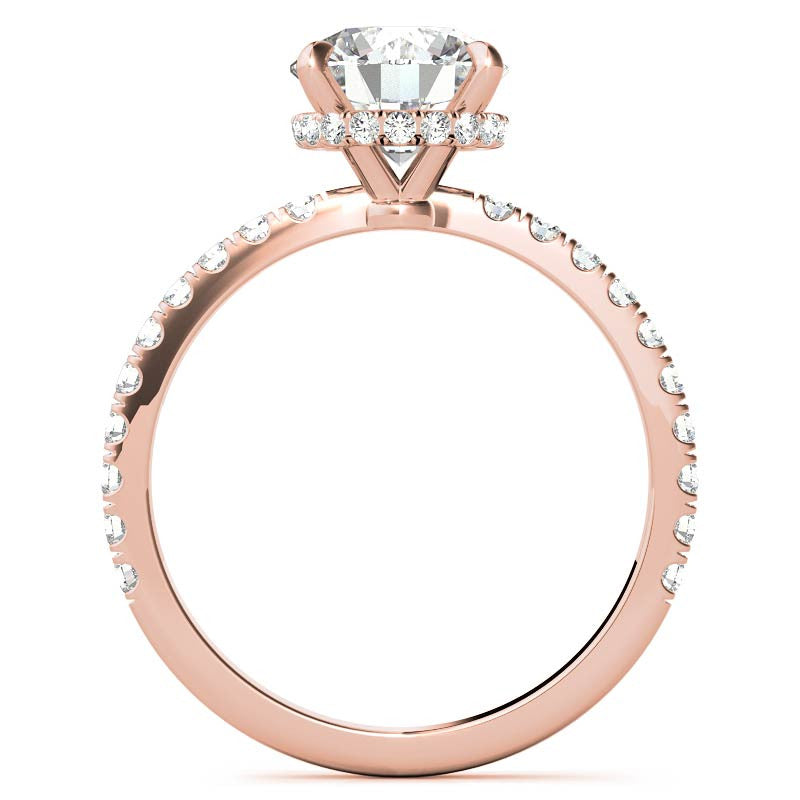Diamond Collar Round Brilliant Moissanite Engagement Ring - 2mm