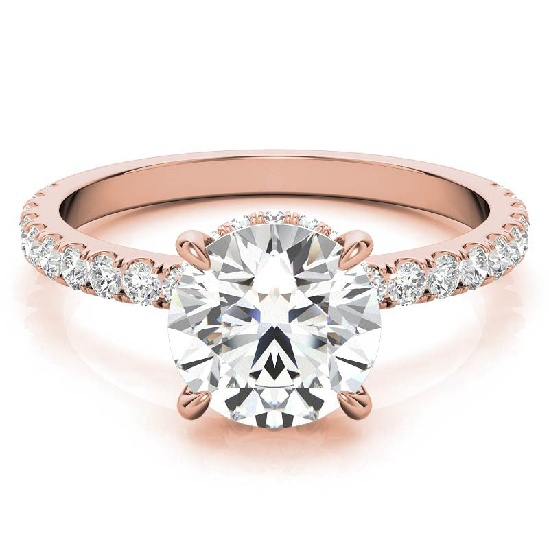 Diamond Collar Round Brilliant Moissanite Engagement Ring - 2mm