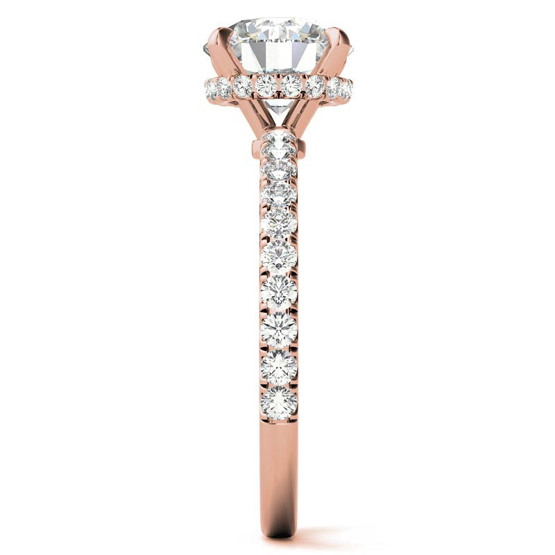 Diamond Collar Round Brilliant Moissanite Engagement Ring - 2mm