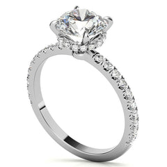 Diamond Collar Round Brilliant Moissanite Engagement Ring - 2mm