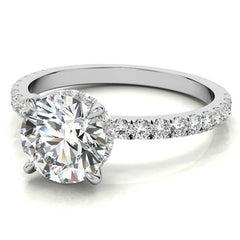 Diamond Collar Round Brilliant Moissanite Engagement Ring - 2mm
