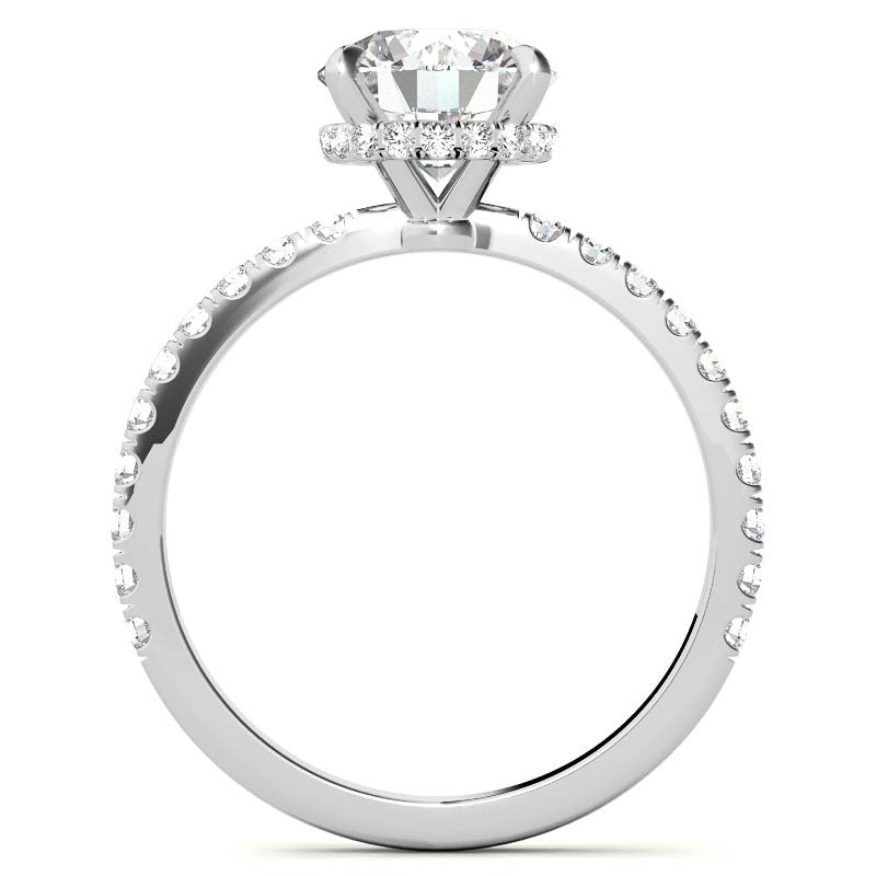 Diamond Collar Round Brilliant Moissanite Engagement Ring - 2mm