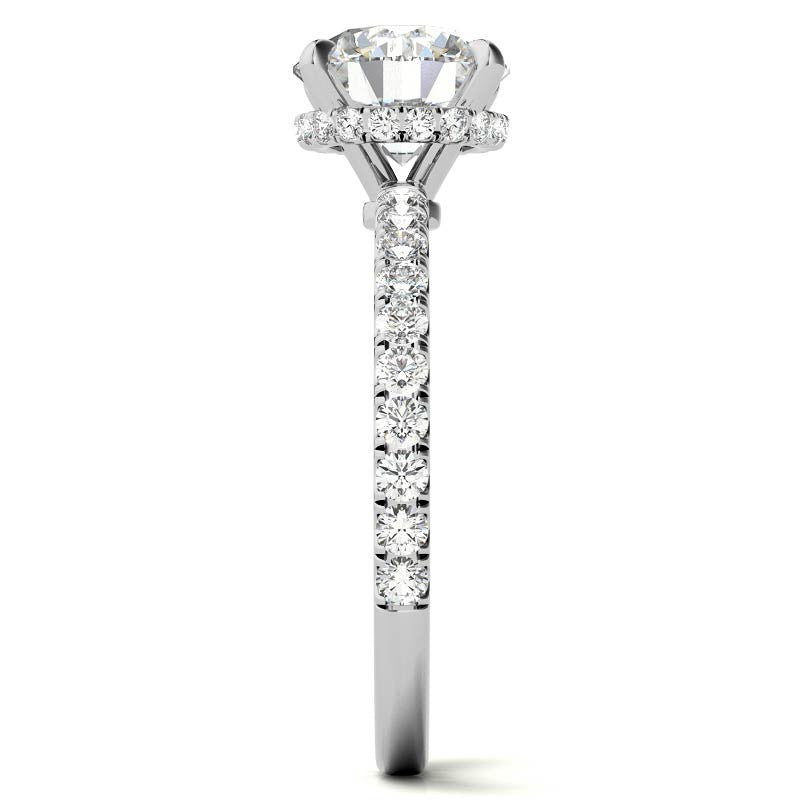 Diamond Collar Round Brilliant Moissanite Engagement Ring - 2mm