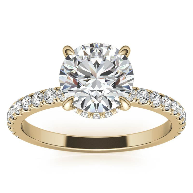 Diamond Collar Round Brilliant Moissanite Engagement Ring - 2mm