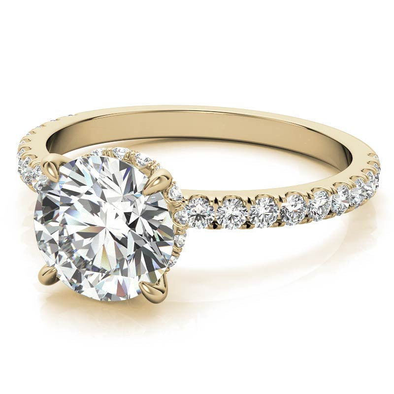 Diamond Collar Round Brilliant Moissanite Engagement Ring - 2mm