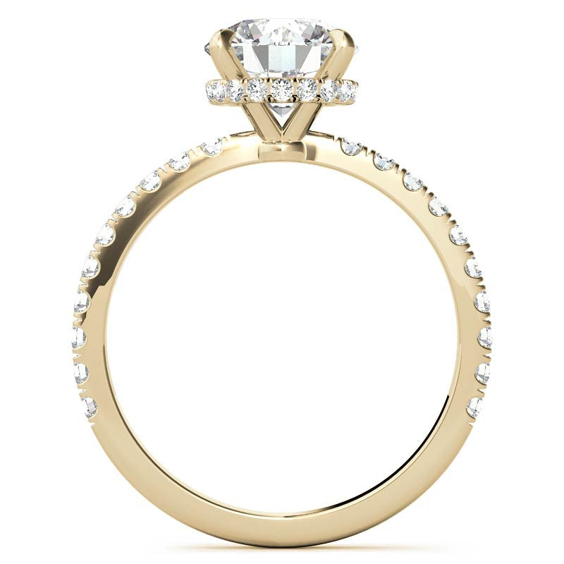 Diamond Collar Round Brilliant Moissanite Engagement Ring - 2mm