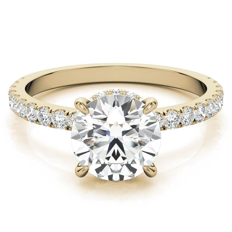 Diamond Collar Round Brilliant Moissanite Engagement Ring - 2mm