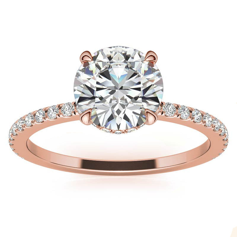 Round Brilliant Hidden Halo Moissanite Engagement Ring