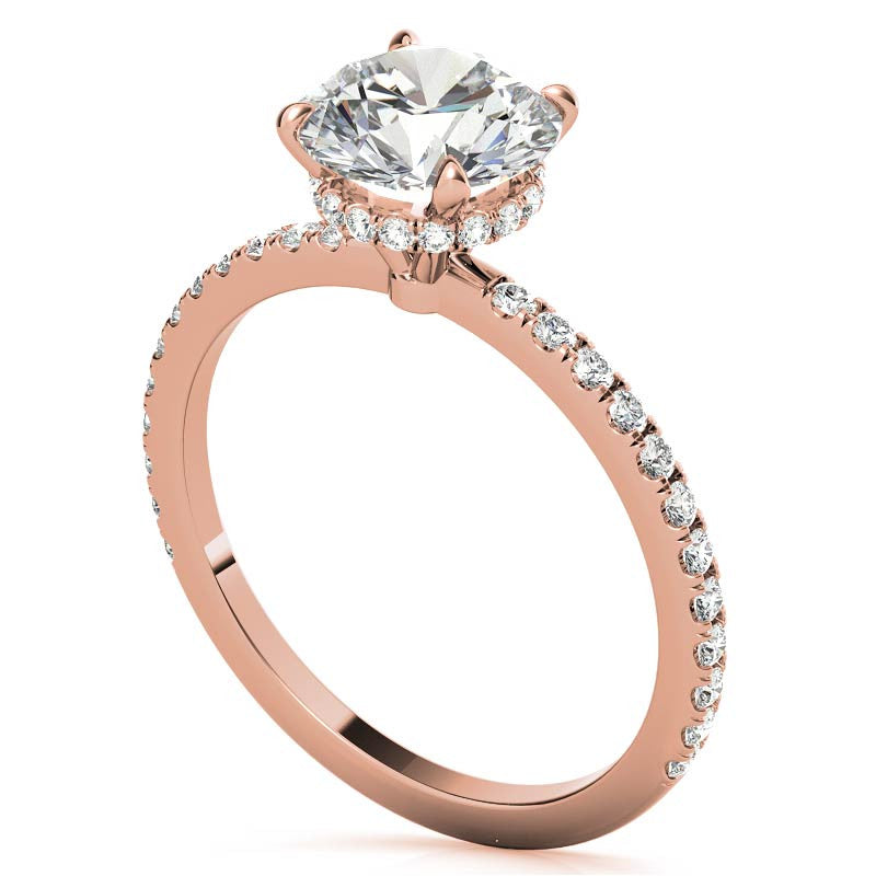 Round Brilliant Hidden Halo Moissanite Engagement Ring