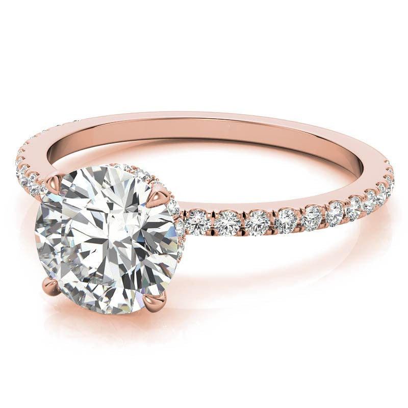 Round Brilliant Hidden Halo Moissanite Engagement Ring
