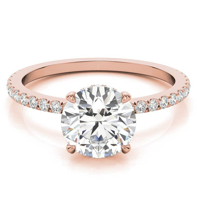 Round Brilliant Hidden Halo Moissanite Engagement Ring