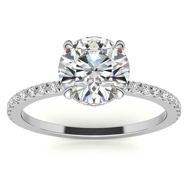 Round Brilliant Hidden Halo Moissanite Engagement Ring