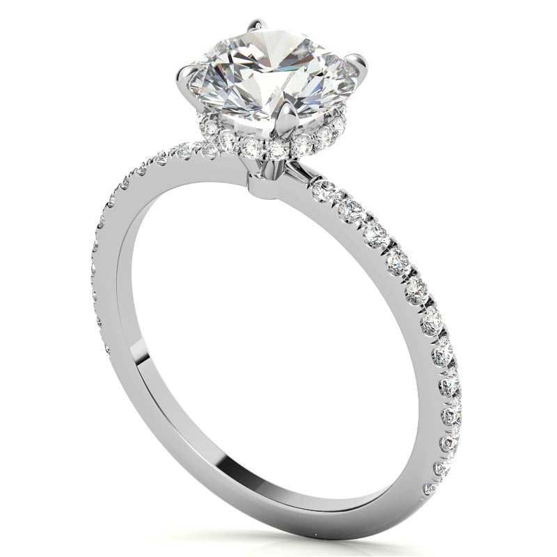 Round Brilliant Hidden Halo Moissanite Engagement Ring