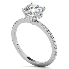 Round Brilliant Hidden Halo Moissanite Engagement Ring
