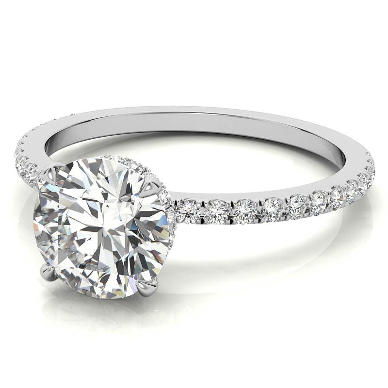 Round Brilliant Hidden Halo Moissanite Engagement Ring
