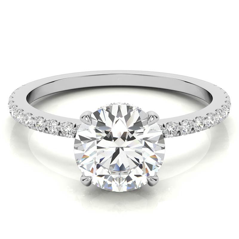 Round Brilliant Hidden Halo Moissanite Engagement Ring