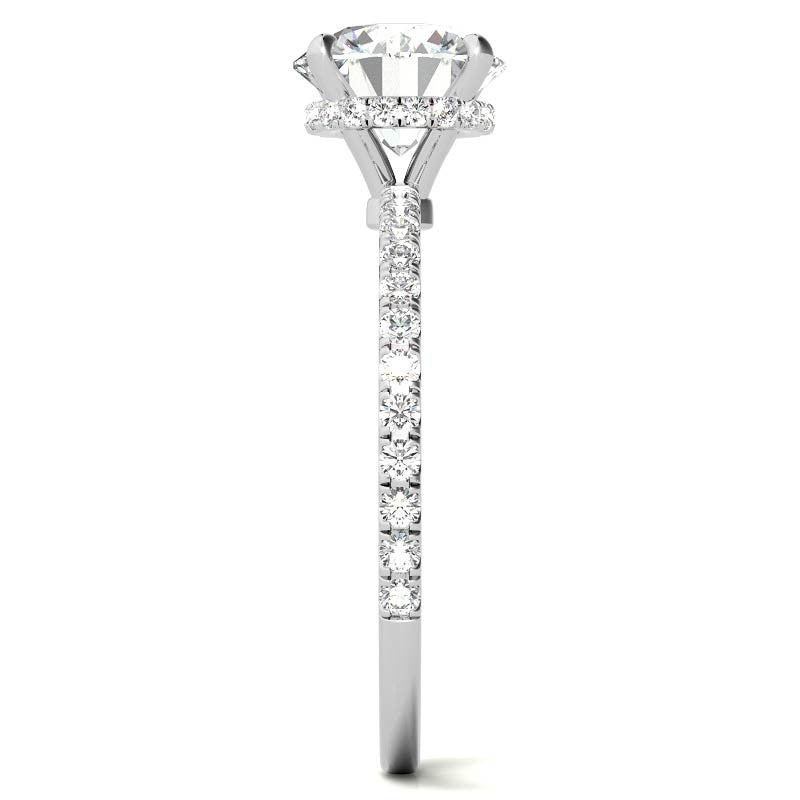Round Brilliant Hidden Halo Moissanite Engagement Ring