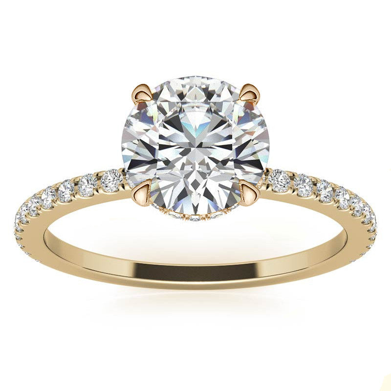Round Brilliant Hidden Halo Moissanite Engagement Ring