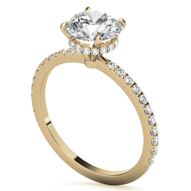 Round Brilliant Hidden Halo Moissanite Engagement Ring