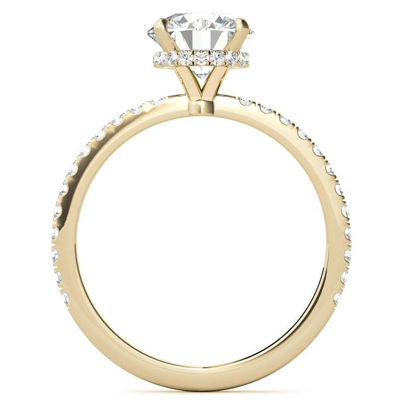Round Brilliant Hidden Halo Moissanite Engagement Ring