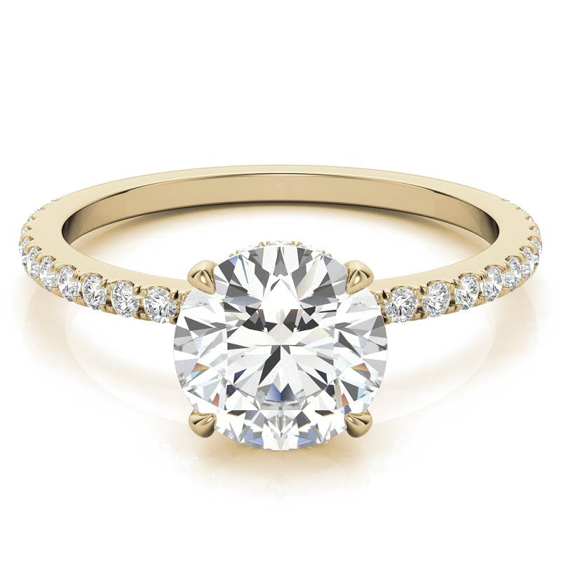 Round Brilliant Hidden Halo Moissanite Engagement Ring