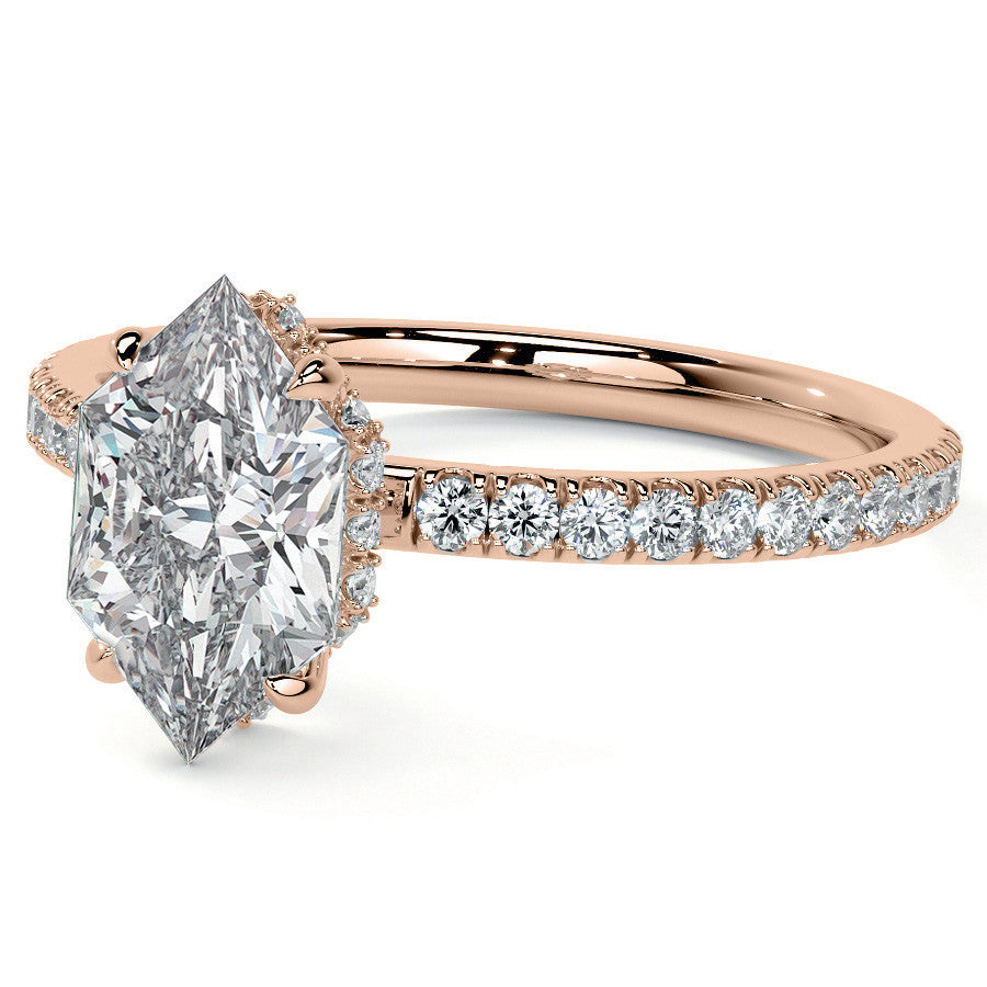 Duchess Marquise Hidden Halo Moissanite Engagement Ring