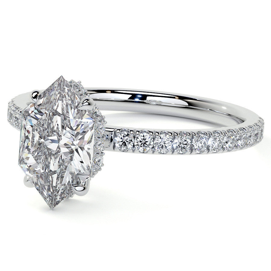 Duchess Marquise Hidden Halo Moissanite Engagement Ring