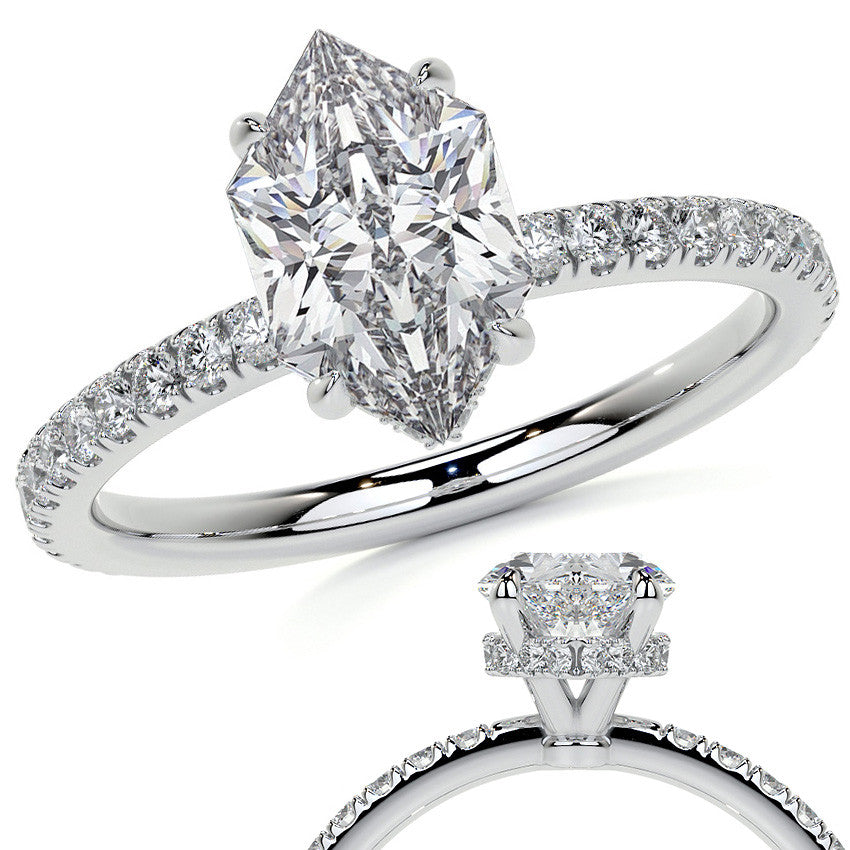 Duchess Marquise Hidden Halo Moissanite Engagement Ring