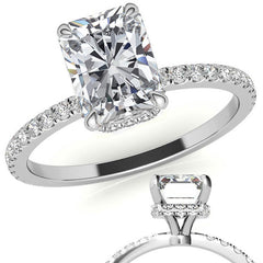Emerald or Radiant Hidden Halo Moissanite Engagement Ring