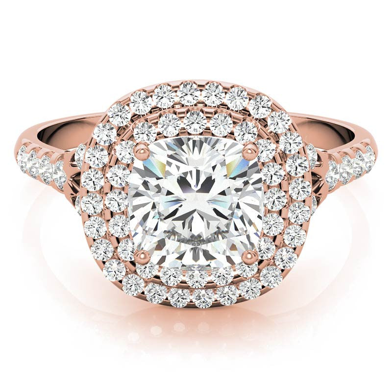 Double Halo Cushion / Round Soleste Ring