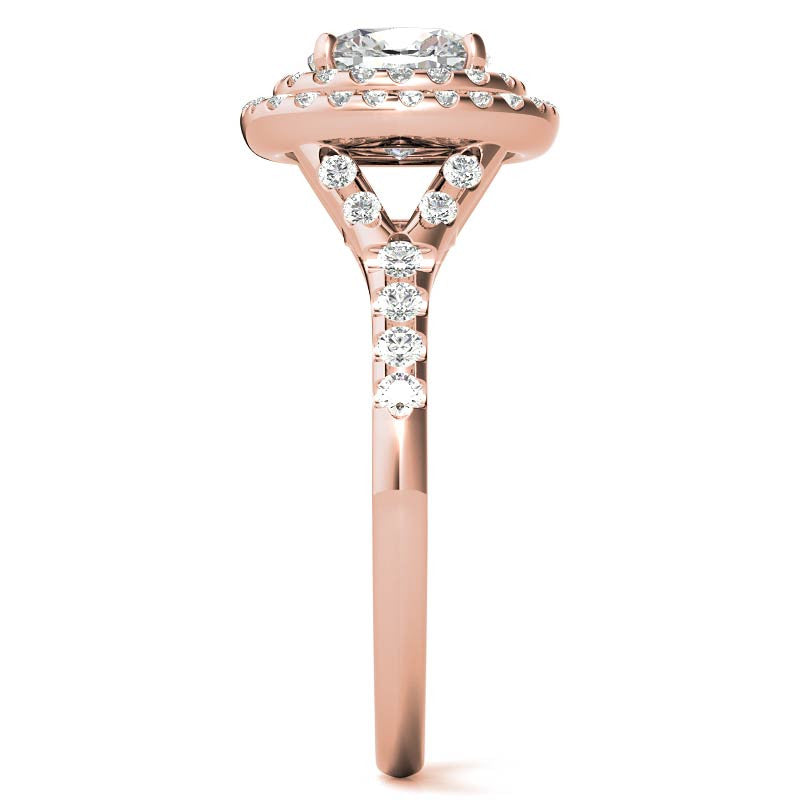 Double Halo Cushion / Round Soleste Ring