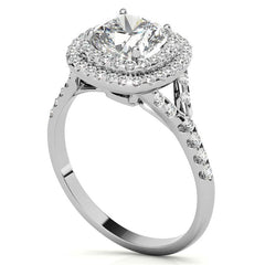 Double Halo Cushion / Round Soleste Ring