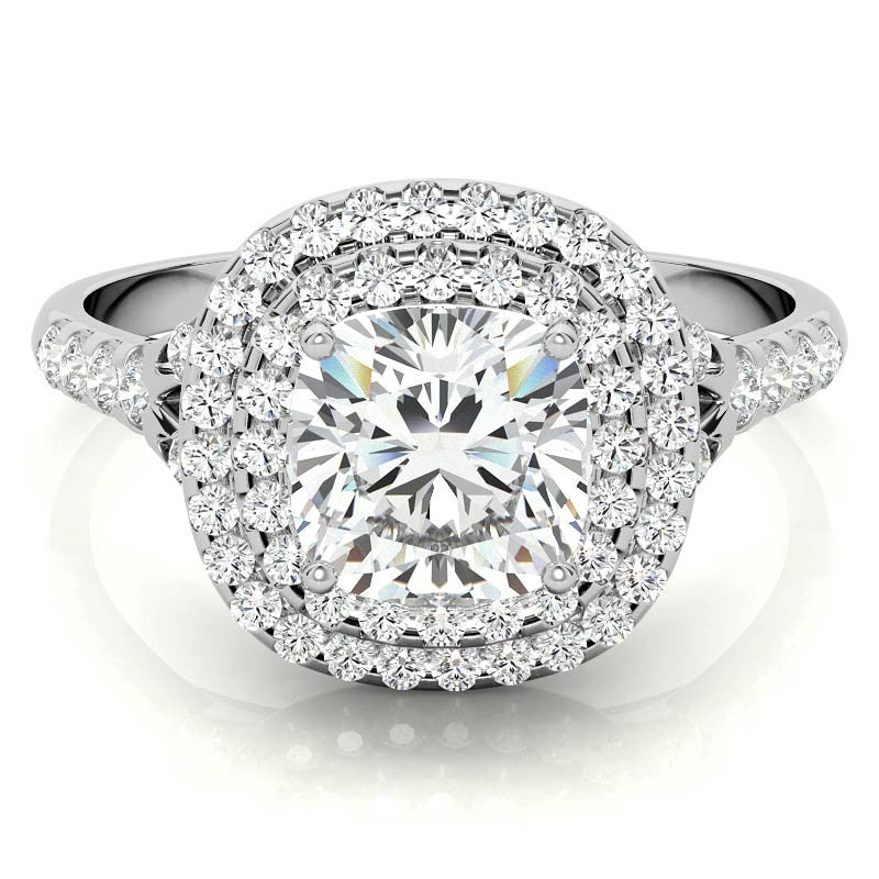 Double Halo Cushion / Round Soleste Ring