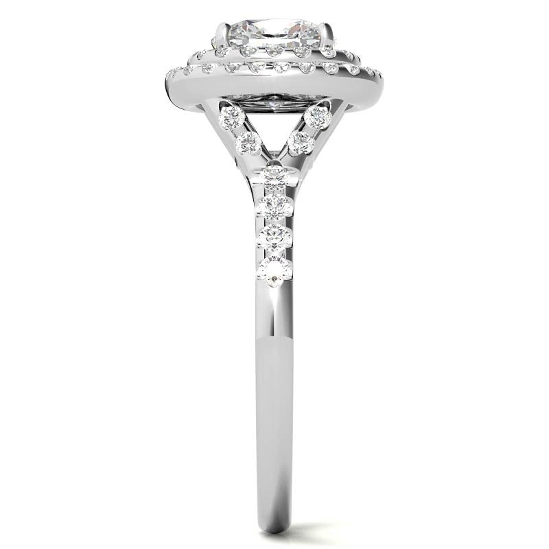 Double Halo Cushion / Round Soleste Ring