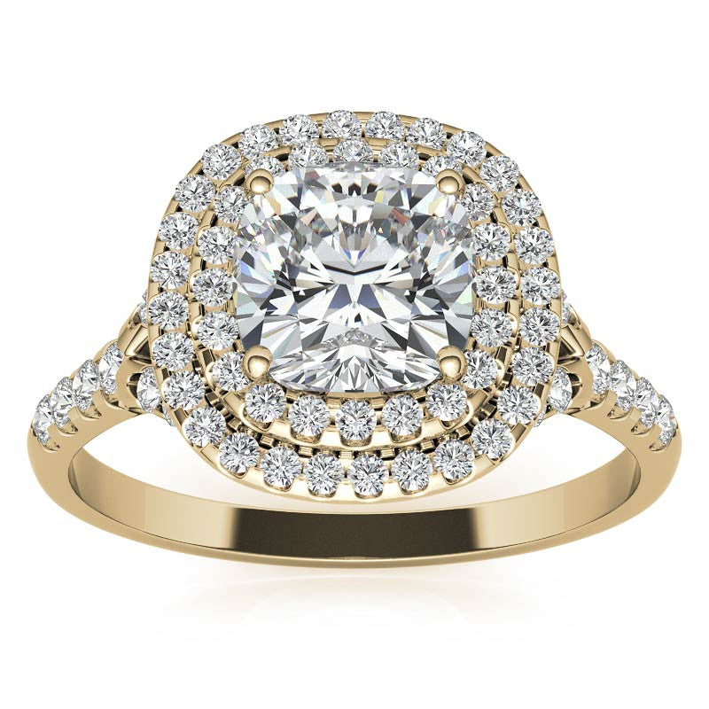 Double Halo Cushion / Round Soleste Ring