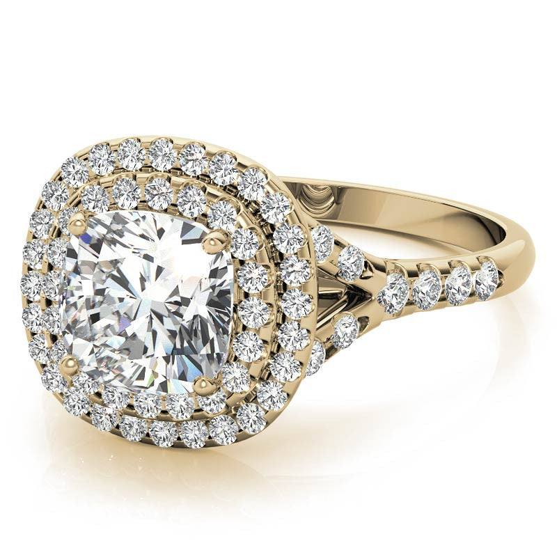 Double Halo Cushion / Round Soleste Ring