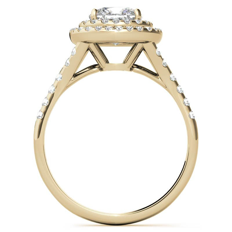 Double Halo Cushion / Round Soleste Ring
