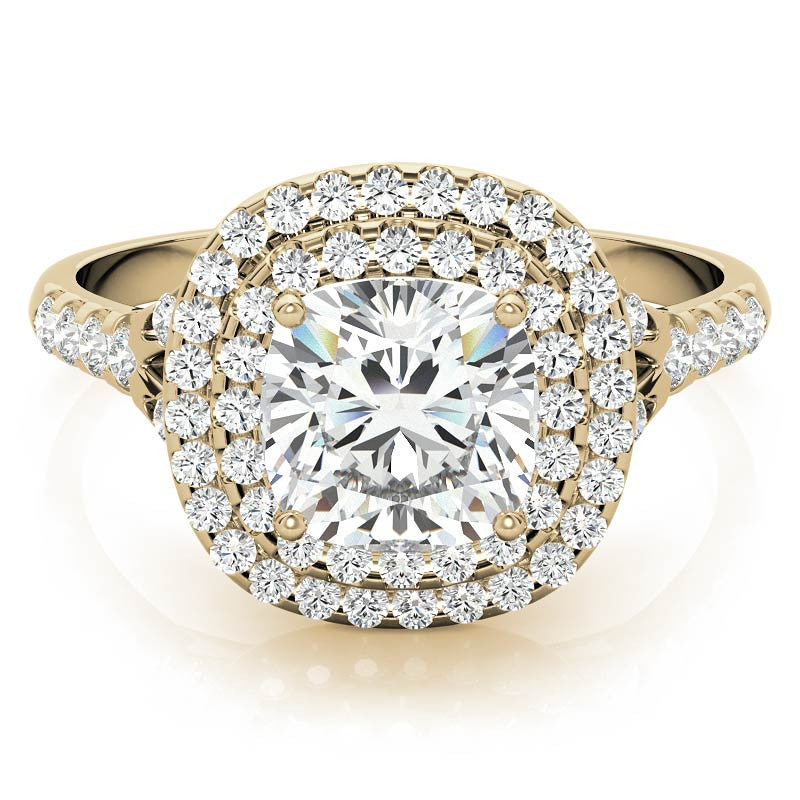 Double Halo Cushion / Round Soleste Ring